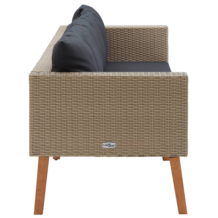 VXL 3 Seater Garden Sofa with Cushions Beige Synthetic Rattan