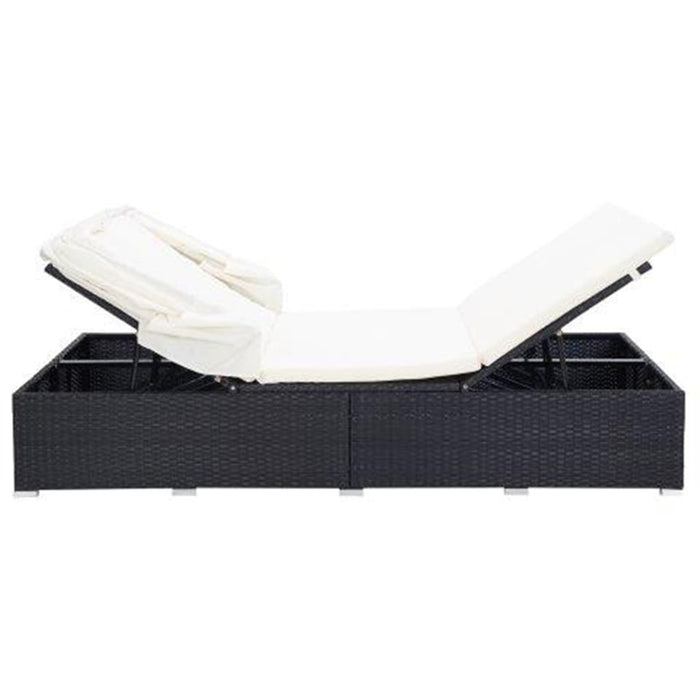 VXL Lounger for 2 People with Cushion Synthetic Rattan Black