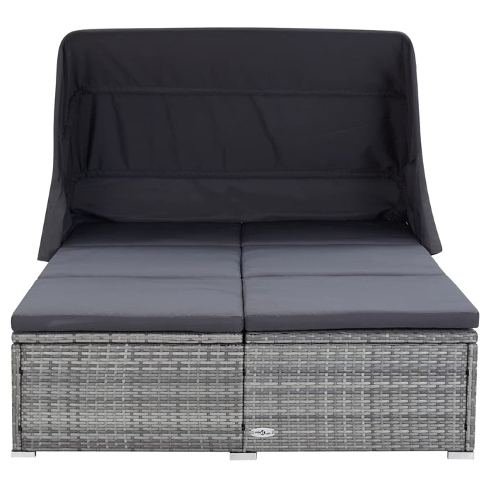 VXL Lounger for 2 People with Gray Synthetic Rattan Cushion