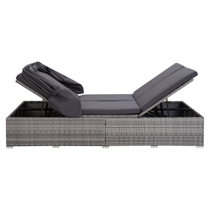 VXL Lounger for 2 People with Gray Synthetic Rattan Cushion