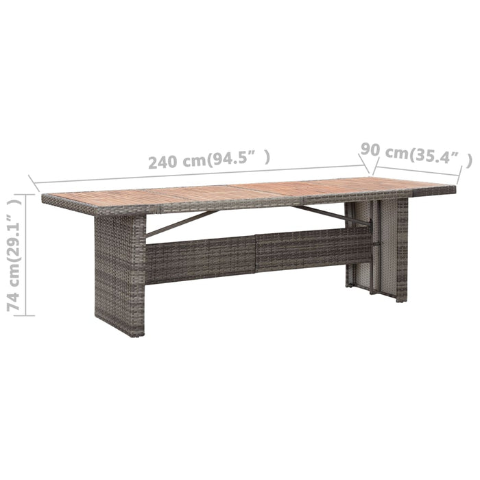 VXL Garden Table Synthetic Rattan Solid Acacia Wood 240X90X74Cm