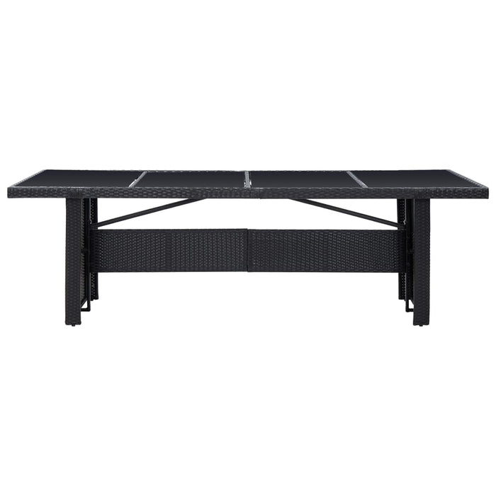 VXL Garden Table Synthetic Rattan and Black Glass 240X90X74 Cm