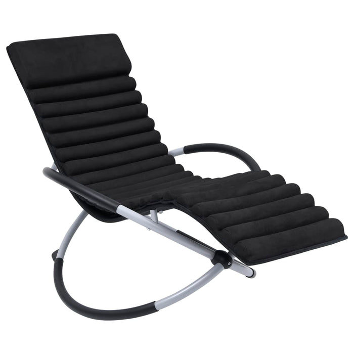 VXL Garden Lounger with Steel Cushion Black