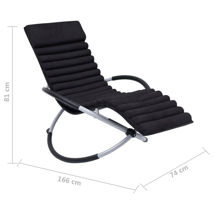VXL Garden Lounger with Steel Cushion Black