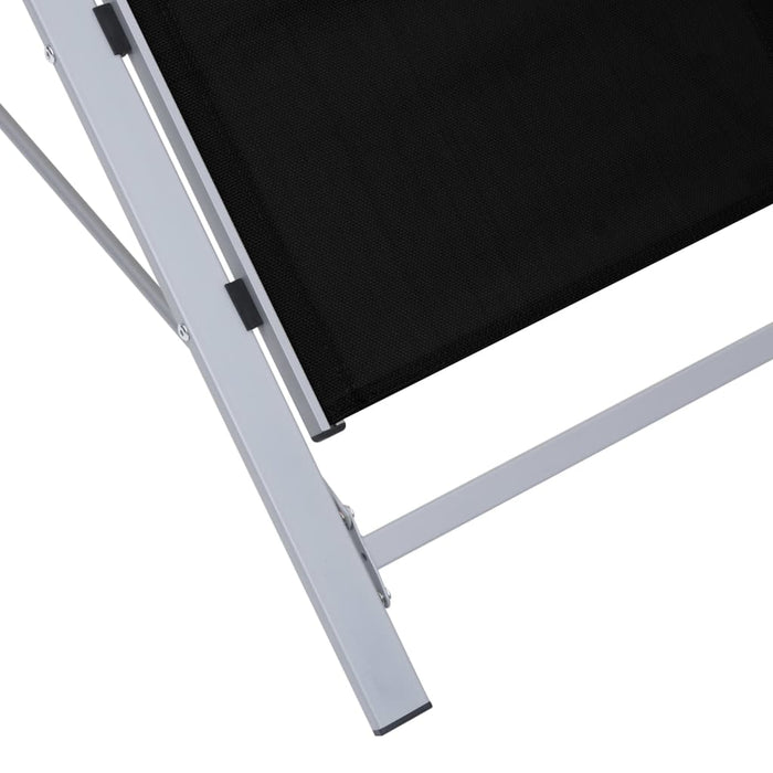 VXL Sun Loungers With Table 2 Units Black Aluminum