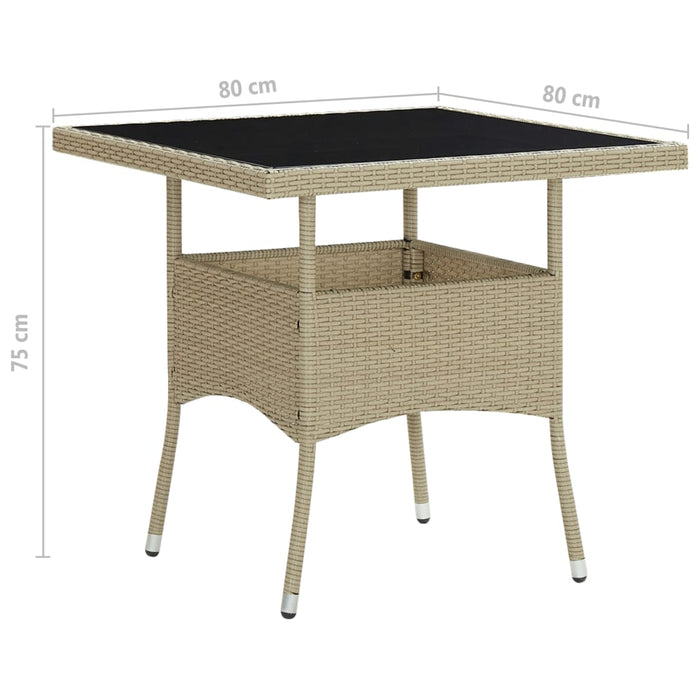 VXL Garden Dining Table Synthetic Rattan and Beige Glass