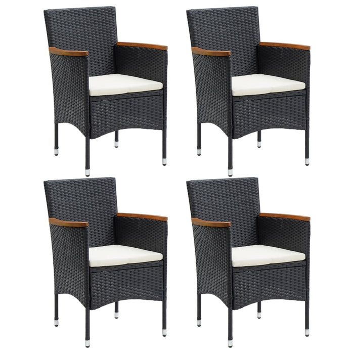 VXL Garden Dining Chairs 4 Units Black Synthetic Rattan