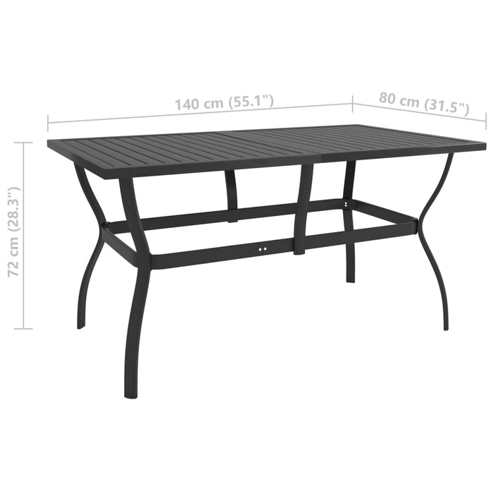 VXL Anthracite Gray Steel Garden Table 140X80X72 Cm