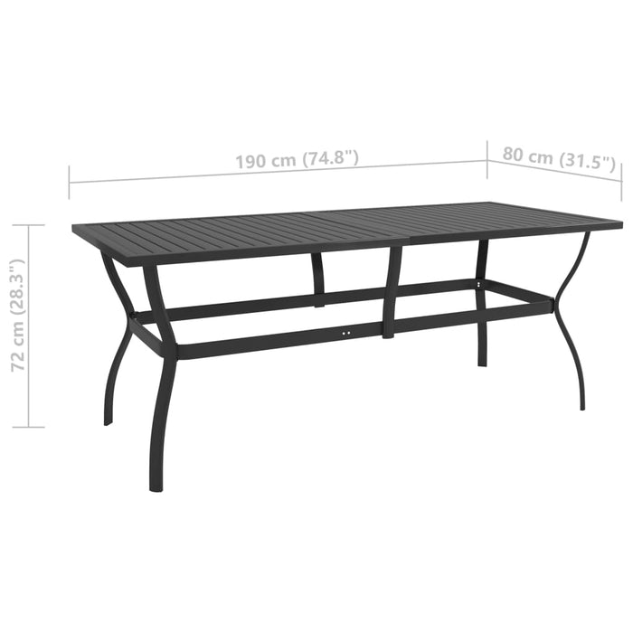 VXL Anthracite Gray Steel Garden Table 190X80X72 Cm
