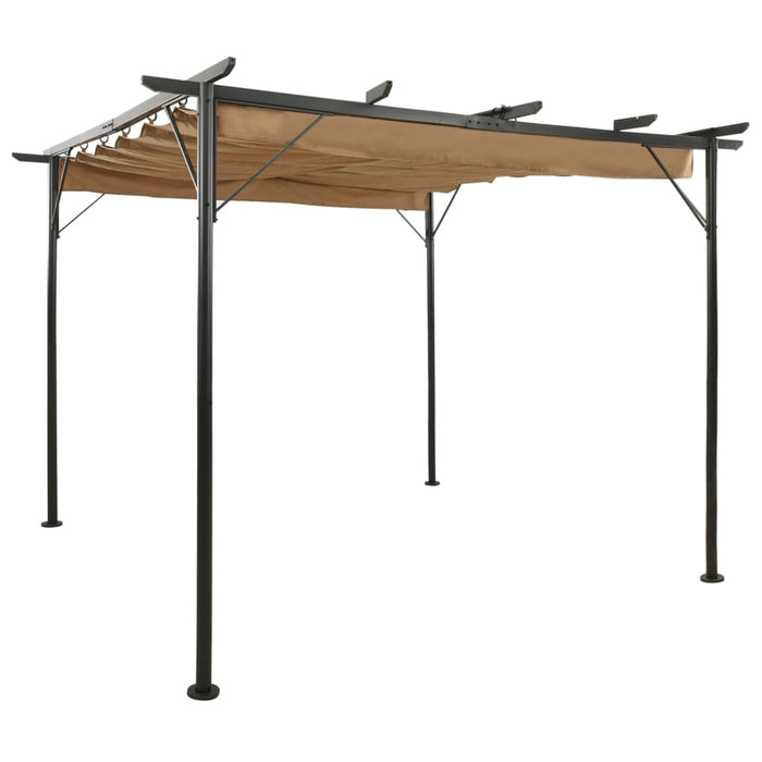VXL Pergola With Retractable Roof Steel Gray Taupe 3X3 M 180 G/M²