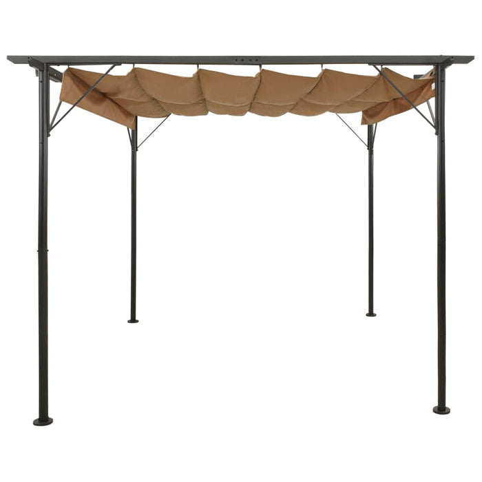 VXL Pergola With Retractable Roof Steel Gray Taupe 3X3 M 180 G/M²