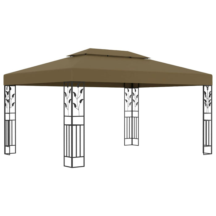 VXL Gazebo With Double Roof Taupe Gray 3X4M 180 G/M²