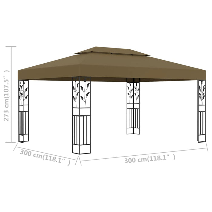 VXL Gazebo With Double Roof Taupe Gray 3X4M 180 G/M²