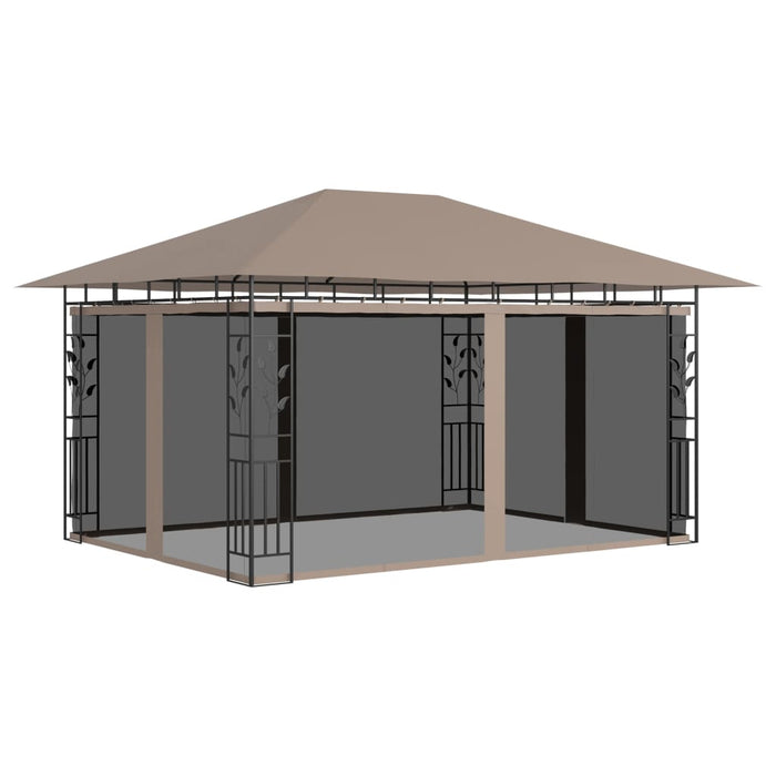 VXL Gazebo With Mosquito Net Taupe Gray 4X3X2.73 M 180 G/M²