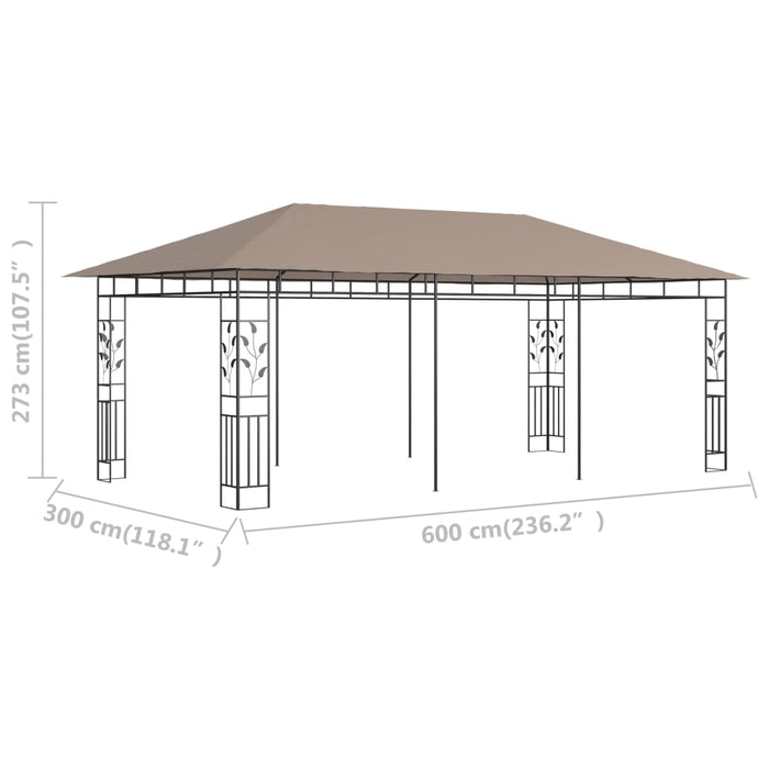 VXL Gazebo With Mosquito Net Taupe Gray 6X3X2.73 M 180 G/M²