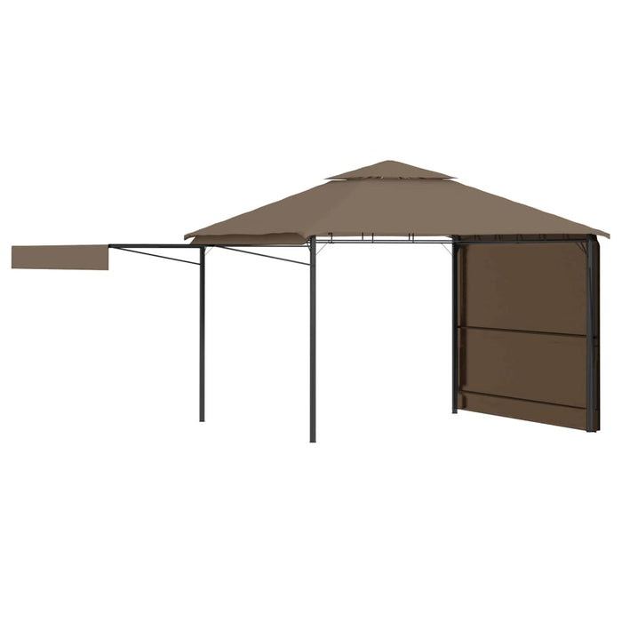 VXL Gazebo With Extendable Double Roof Taupe Gray 3X3X2.75M 180G/M²