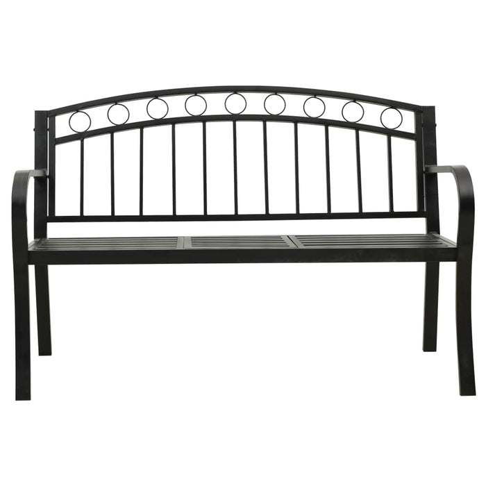 VXL Garden Bench with Table Black Steel 125 Cm