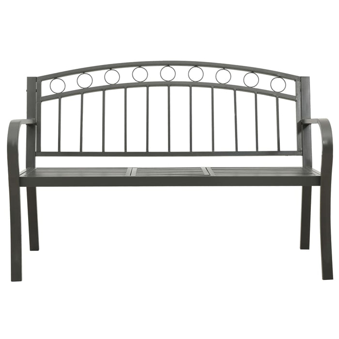 VXL Garden Bench with Table Gray Steel 125 Cm