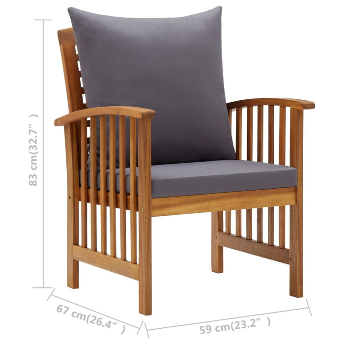 VXL Garden Chairs with Cushions 2 Units Solid Acacia Wood