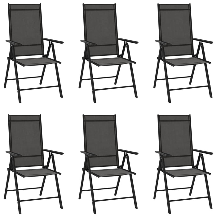 VXL Folding Garden Chairs 6 Units Textilene Black