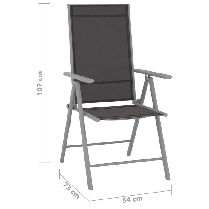VXL Folding Garden Chairs 4 Units Textilene Black