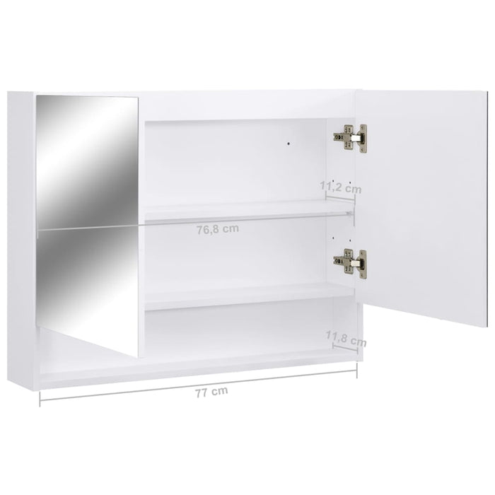 VXL Bathroom Mirror Cabinet with Led Mdf White 80X15X60 Cm