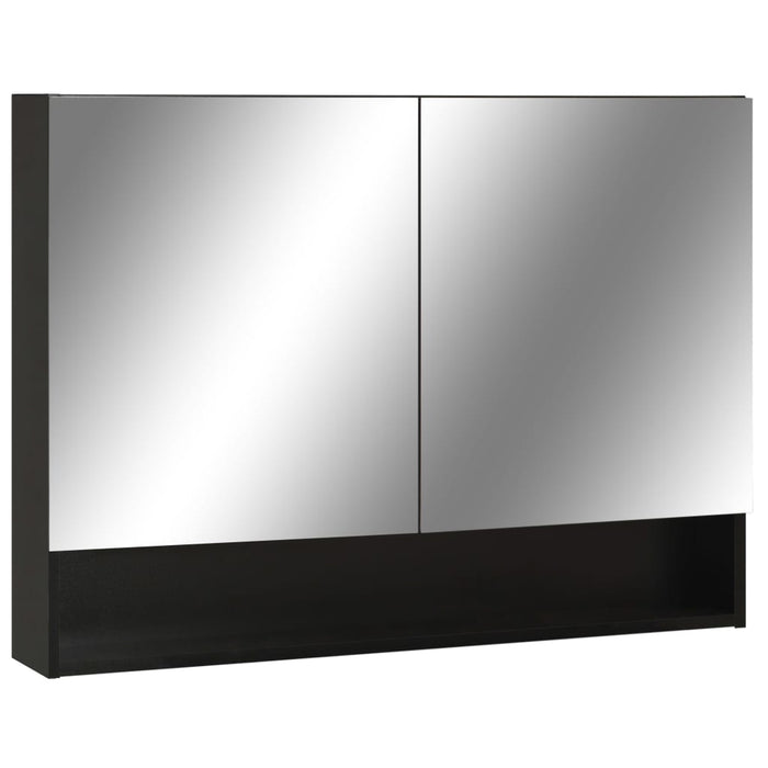 VXL Bathroom Mirror Cabinet with Led Mdf Black 80X15X60 Cm