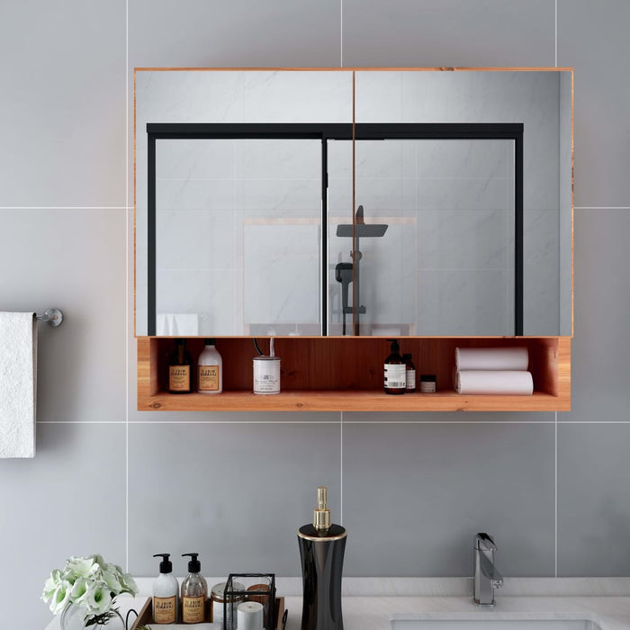 VXL Bathroom Mirror Cabinet with Led Mdf Oak Color 80X15X60 Cm