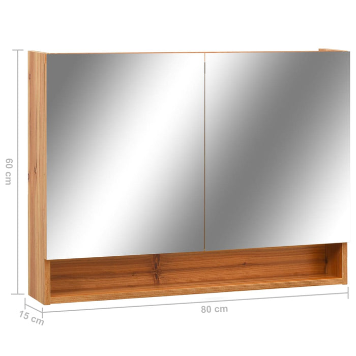 VXL Bathroom Mirror Cabinet with Led Mdf Oak Color 80X15X60 Cm