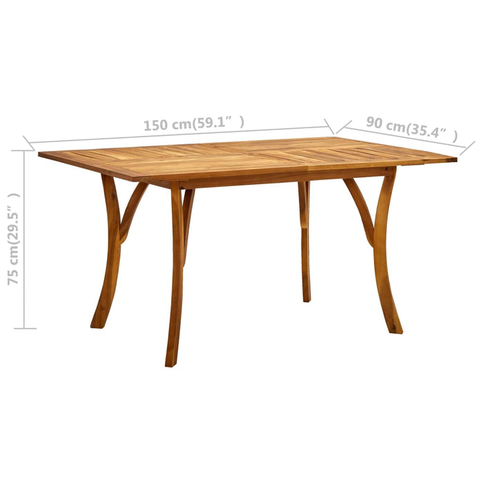 VXL Solid Acacia Wood Garden Table 150X90X75 Cm