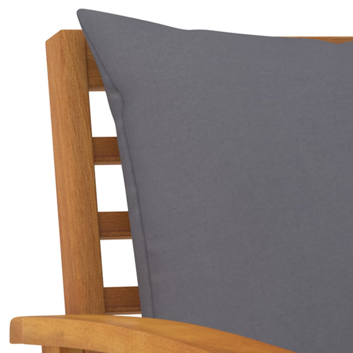 VXL Garden Chairs Cushions Dark Gray 2 Pcs Solid Acacia Wood