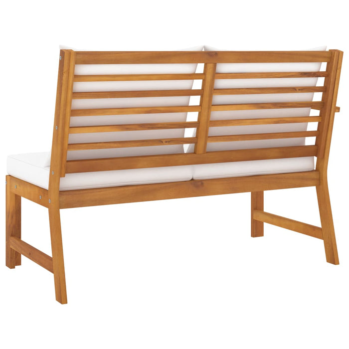 VXL Garden Bench 114.5 Cm With Cream Cushions Solid Acacia Wood