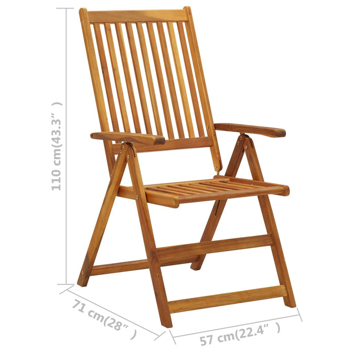 VXL Reclining Garden Chairs 3 Pcs Solid Acacia Wood