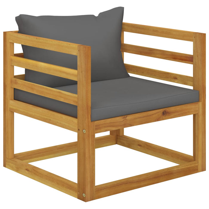 VXL Garden Chair With Dark Gray Cushions Solid Acacia Wood
