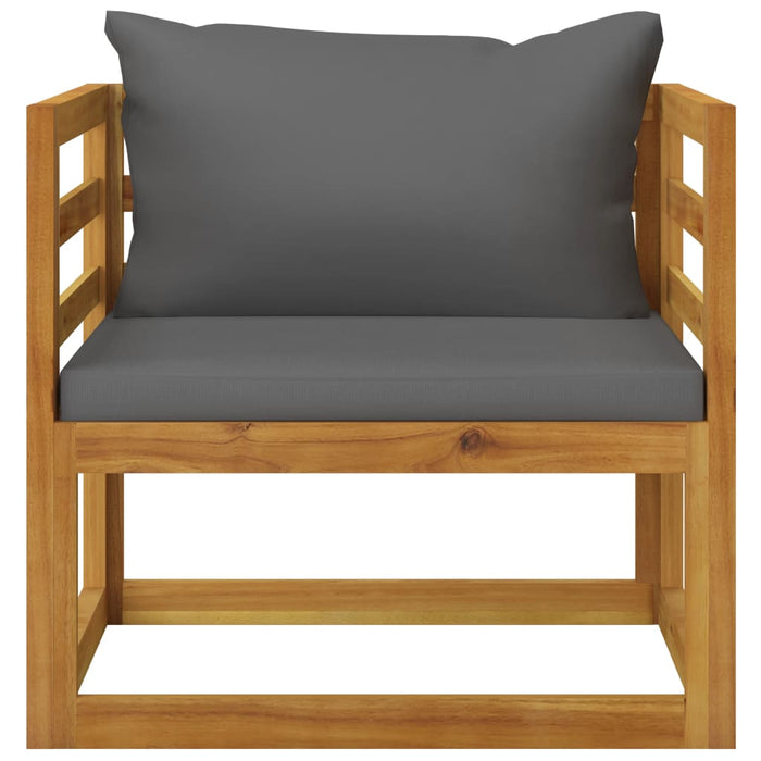 VXL Garden Chair With Dark Gray Cushions Solid Acacia Wood