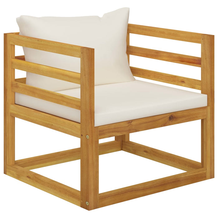 VXL Garden Chair And Cushions Cream Color Solid Acacia Wood