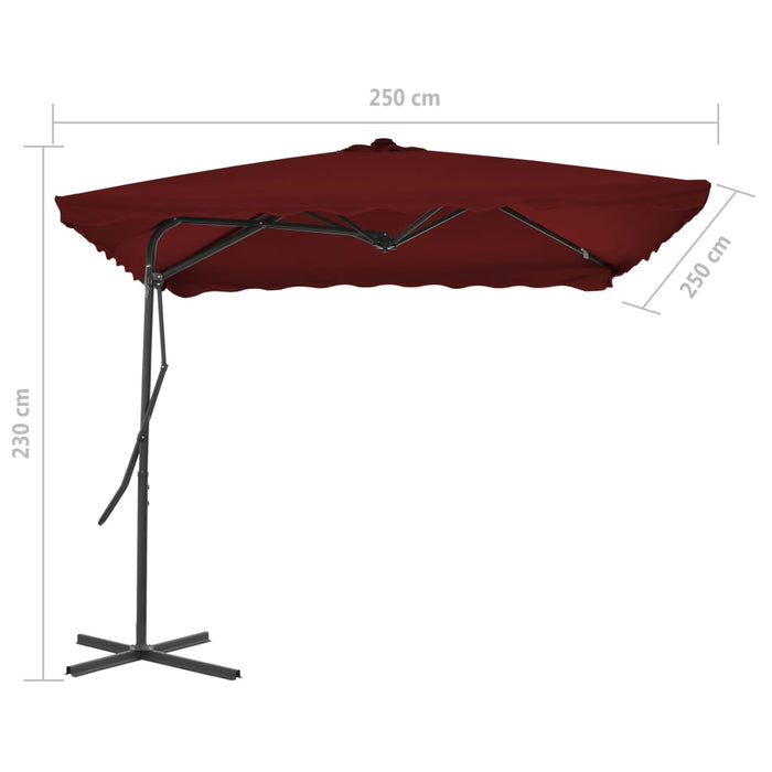 VXL Garden Umbrella with Steel Pole Burgundy 250X250X230 Cm