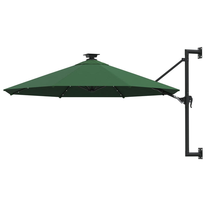 VXL Wall Umbrella with LEDs and Metal Pole 300 Cm Green