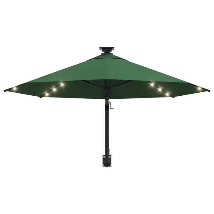 VXL Wall Umbrella with LEDs and Metal Pole 300 Cm Green