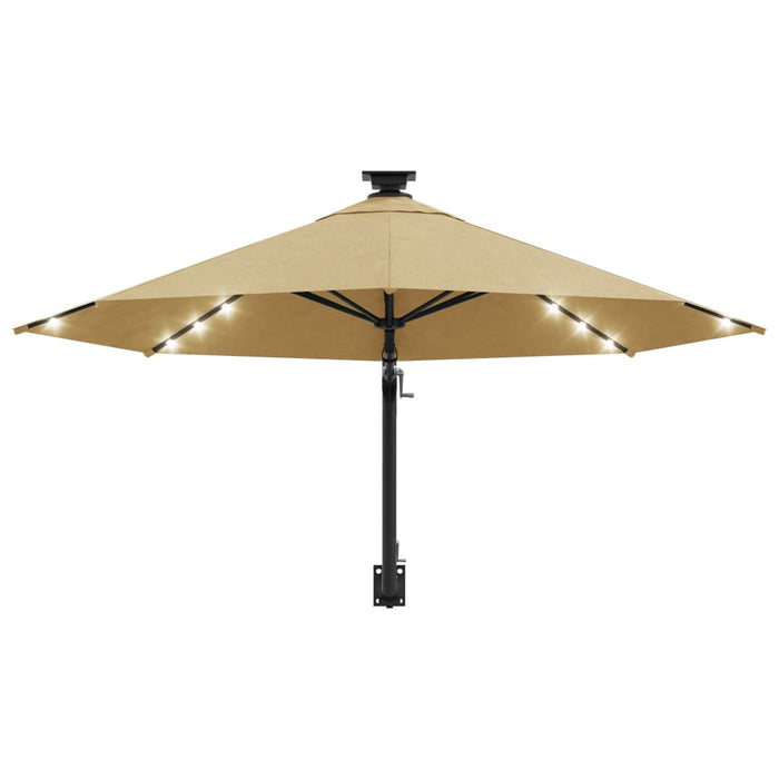 VXL Wall Umbrella with LEDs and Metal Pole 300 Cm Taupé