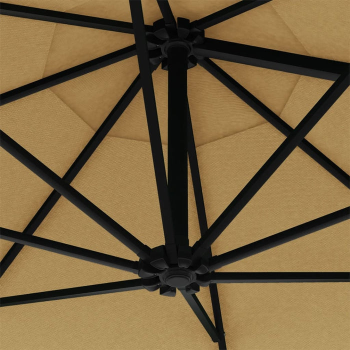 VXL Wall Umbrella with LEDs and Metal Pole 300 Cm Taupé