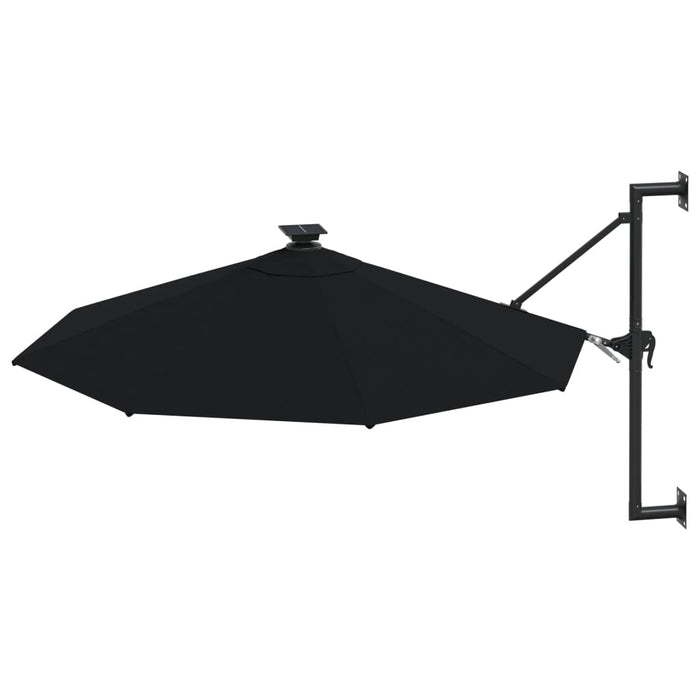 VXL Wall Umbrella with LEDs and Metal Pole 300 Cm Black