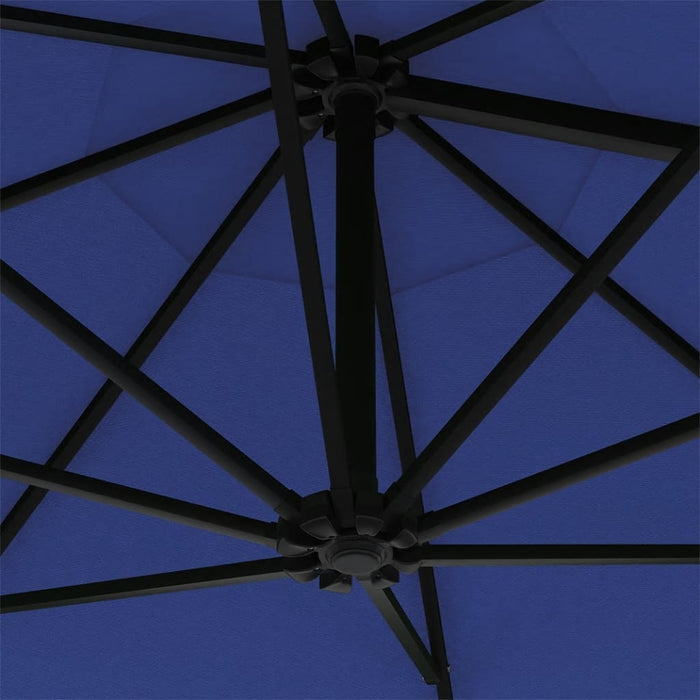 VXL Wall Umbrella with LEDs and Metal Pole 300 Cm Blue