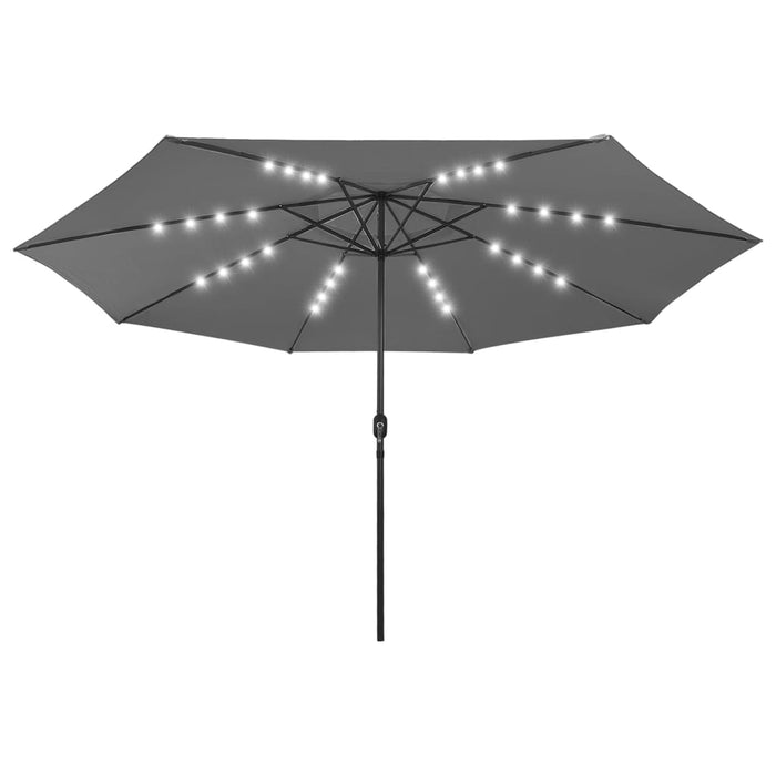 VXL Garden Umbrella with Led Lights Metal Pole 400Cm Anthracite