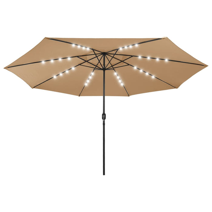 VXL Garden Umbrella with Led Lights Metal Pole 400 Cm Taupe