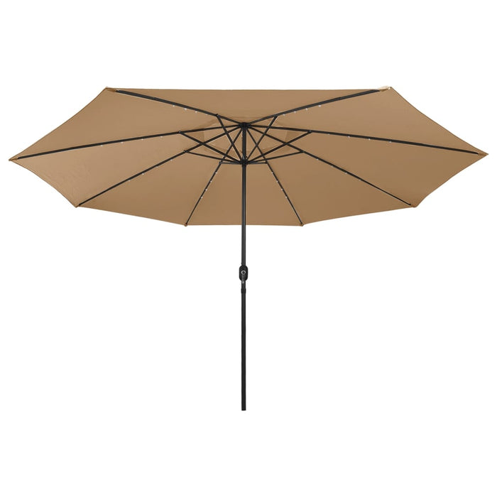 VXL Garden Umbrella with Led Lights Metal Pole 400 Cm Taupe