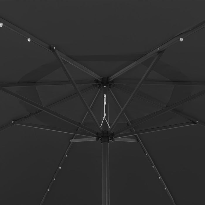 VXL Garden Umbrella with Led Lights Metal Pole 400 Cm Black