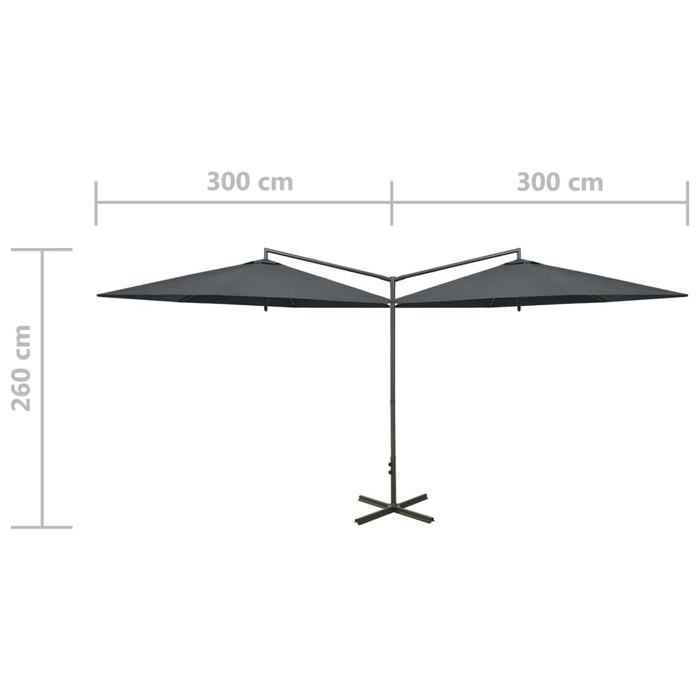 VXL Double Parasol with Anthracite Steel Pole 600 Cm