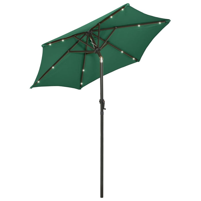 VXL Umbrella With Led Lights Green Aluminum 200X211 Cm