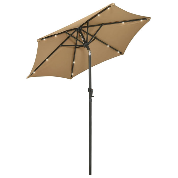 VXL Umbrella With LED Lights Taupe Gray Aluminum 200X211 Cm